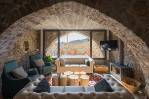 32-inch flat-screen TV with satellite channels, TV