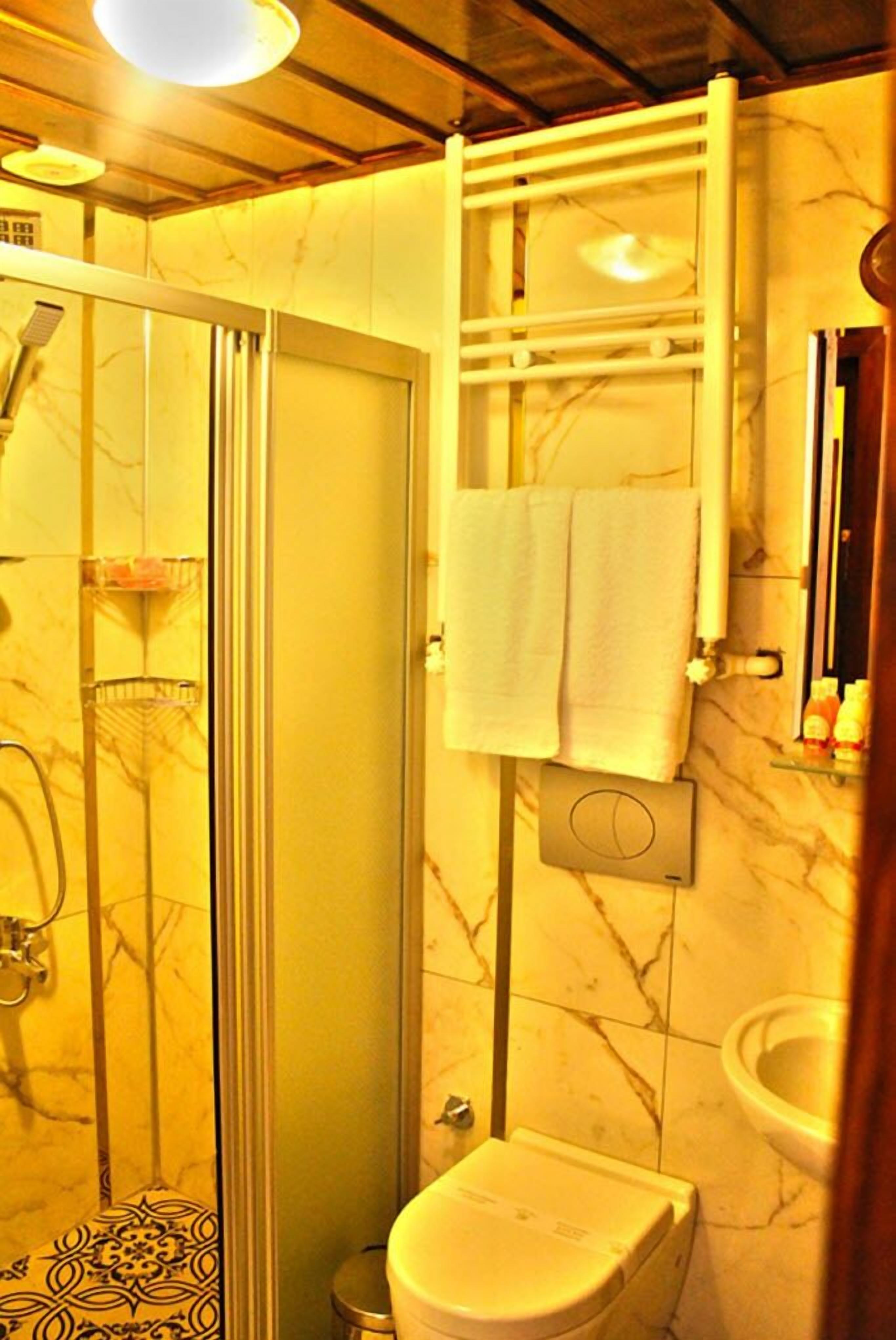 shower, free toiletries, hair dryer, slippers