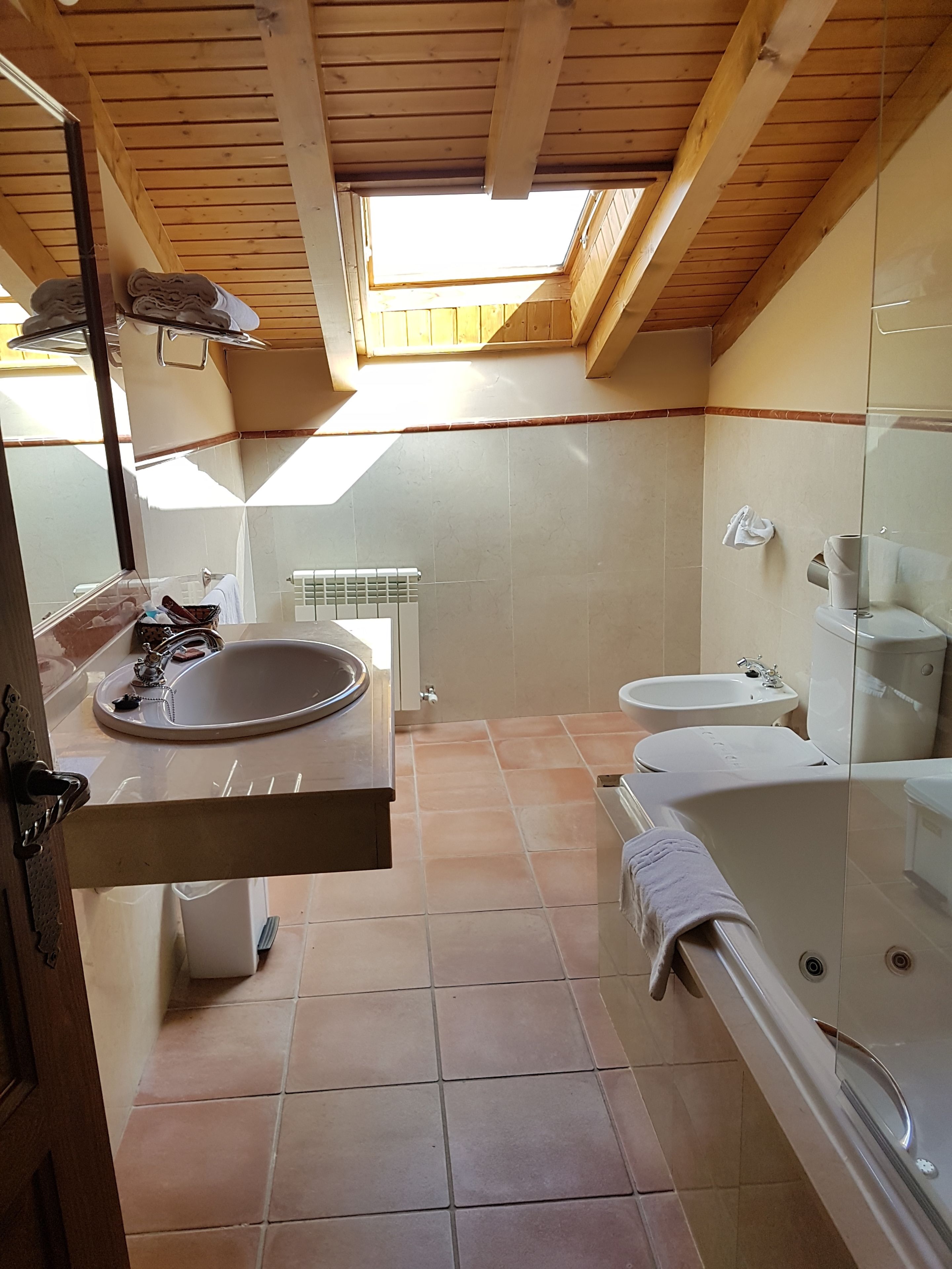 suite | bathroom | shower, hair dryer