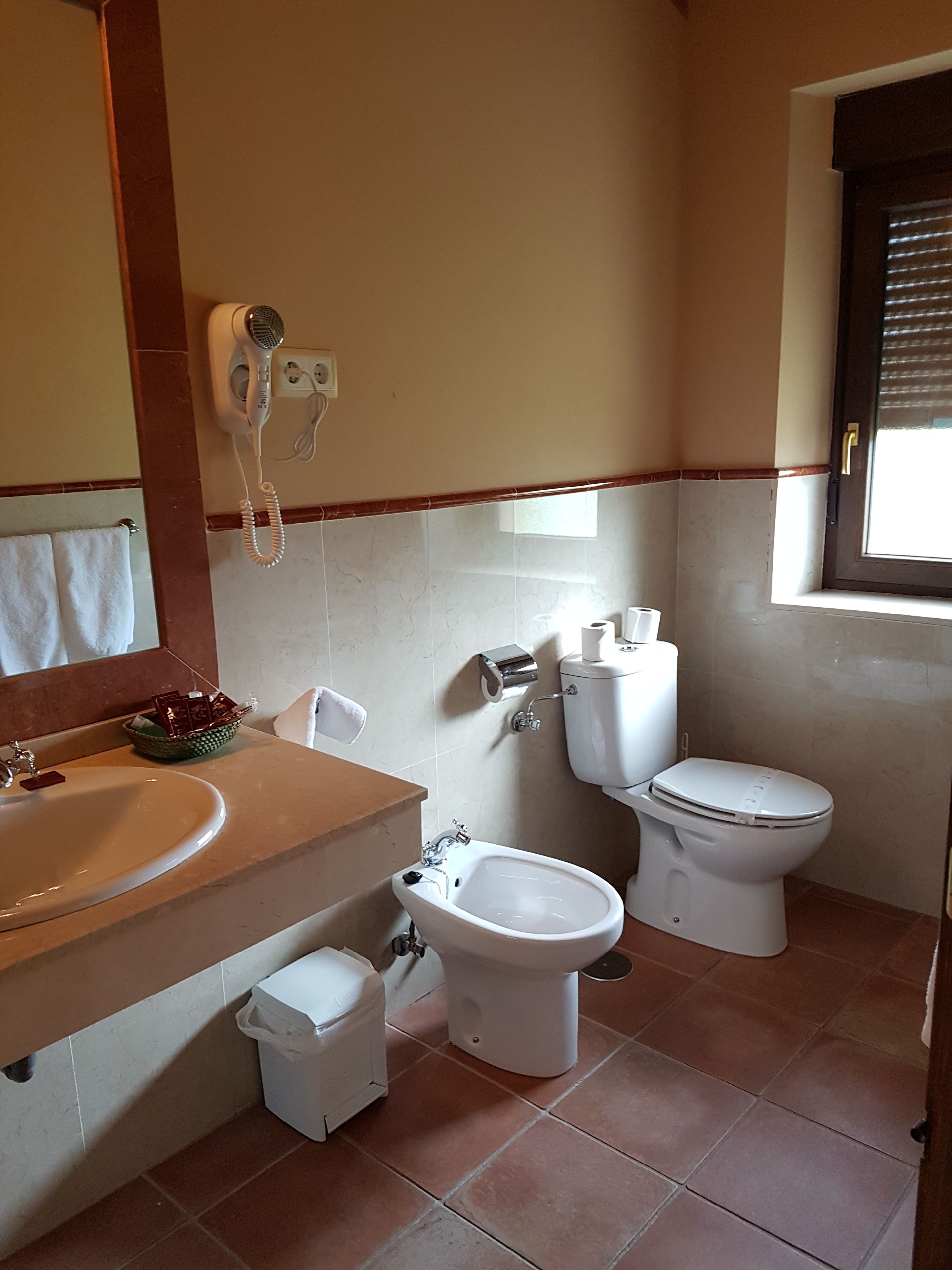 suite | bathroom | shower, hair dryer