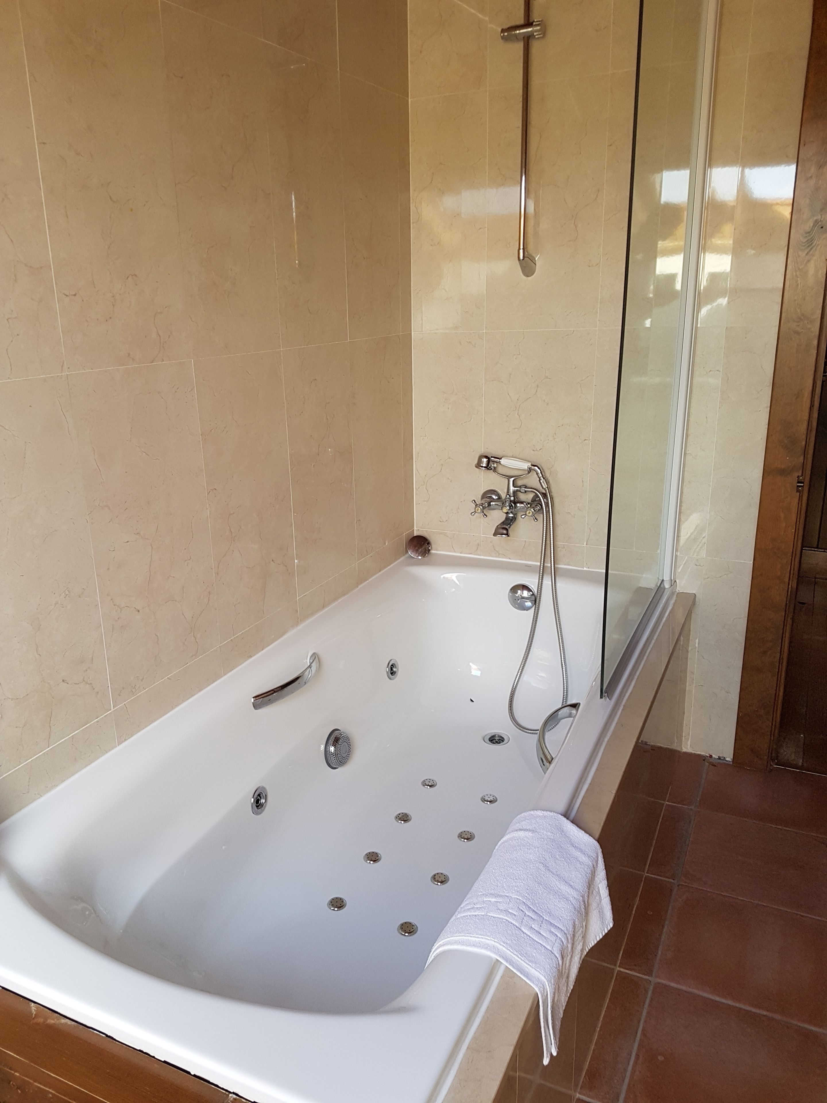 suite | bathroom | shower, hair dryer