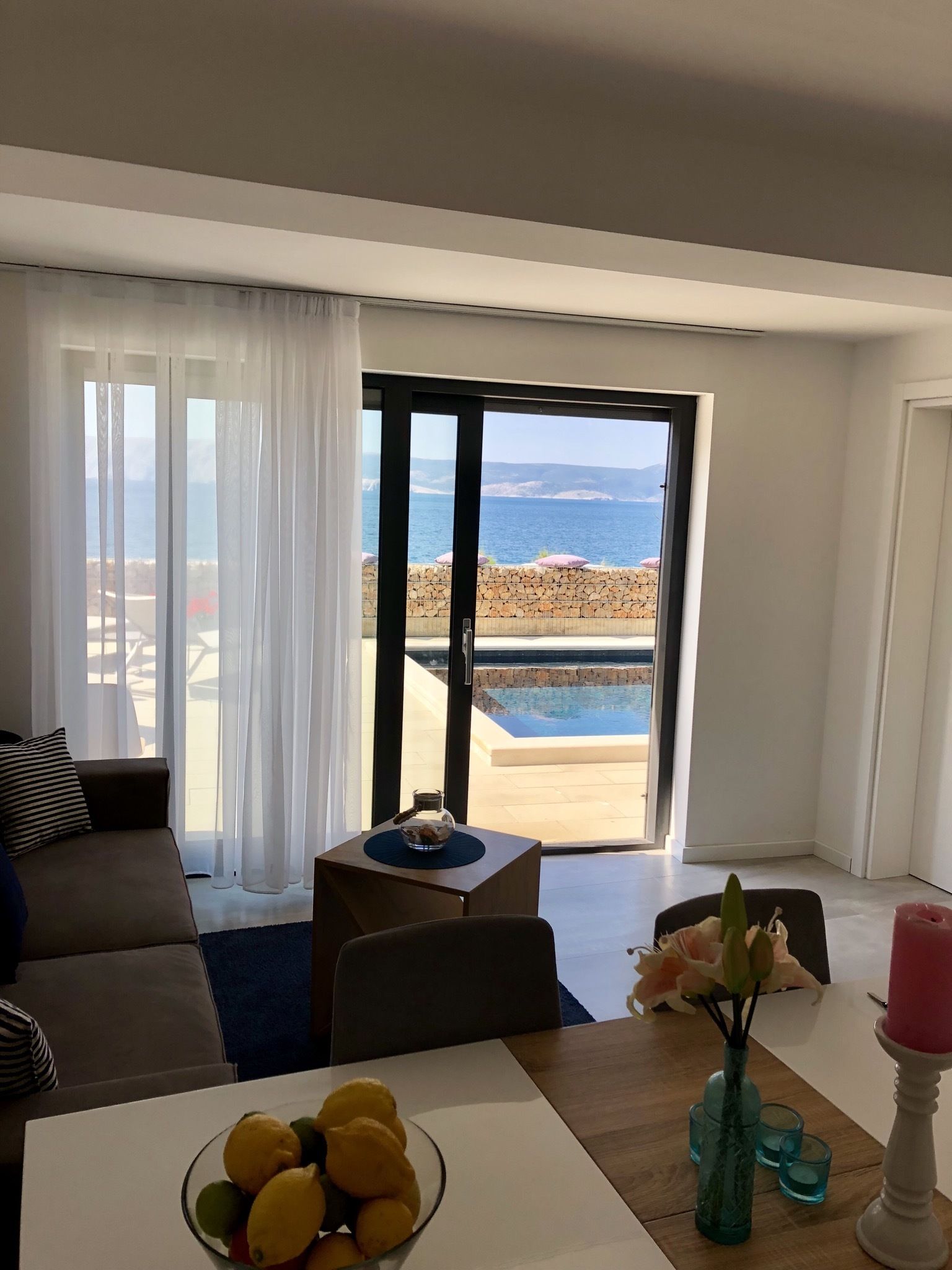 Apartment, 2 Bedrooms, Sea View | Living area | Flat-screen TV