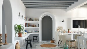 Luxury Villa, 4 Bedrooms, Private Pool, Sea View | Living area - Dio Villa Mykonos (Mykonos)
