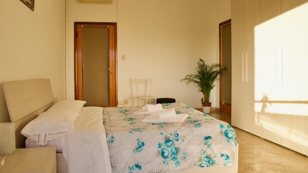 A bedroom with a bed, a chair, a potted plant, and a wardrobe. - MyRoom CenterStation (Bologna)