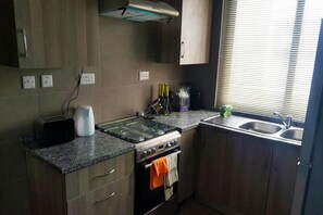 豪華公寓, 2 間臥室 | 私人廚房 | 電冰箱、微波爐、烤箱、爐台
