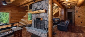 Mukautettu hirsimökki lÀhellÀ Mt Washingtonia, Bretton Woods, tykki, Franconia, Betlehem