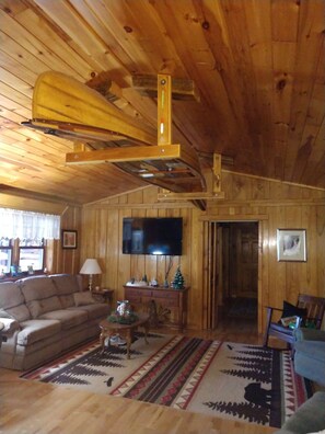 Älytelevisio, takka, kirjoja, suoratoistopalvelut