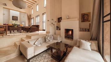 TV, fireplace, DVD player, books