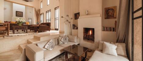 TV, fireplace, DVD player, books