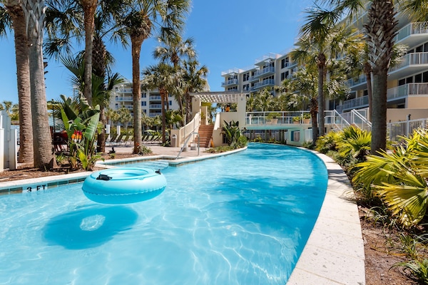 The 700 ft. lazy river at the bayside pool area among other pools.
