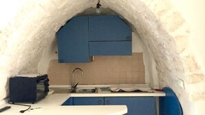 Apartament, 1 dormitori | Cuina privada | Frigorífic gran i placa de cuina 