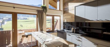 Großer Kühlschrank, Mikrowelle, Ofen, Herdplatte