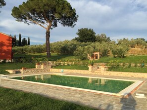 Outdoor pool, sun loungers