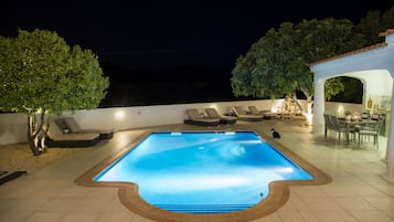 Outdoor pool, pool loungers