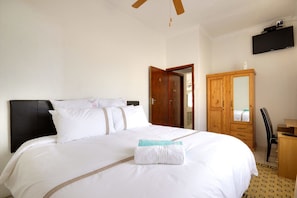 Desk, free WiFi, bed sheets