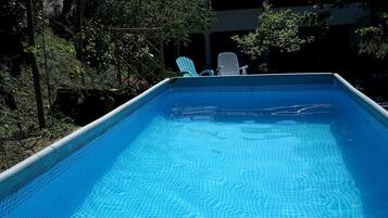 Outdoor pool, sun loungers