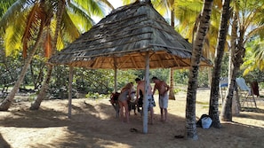 Beach nearby, white sand, 14 beach bars