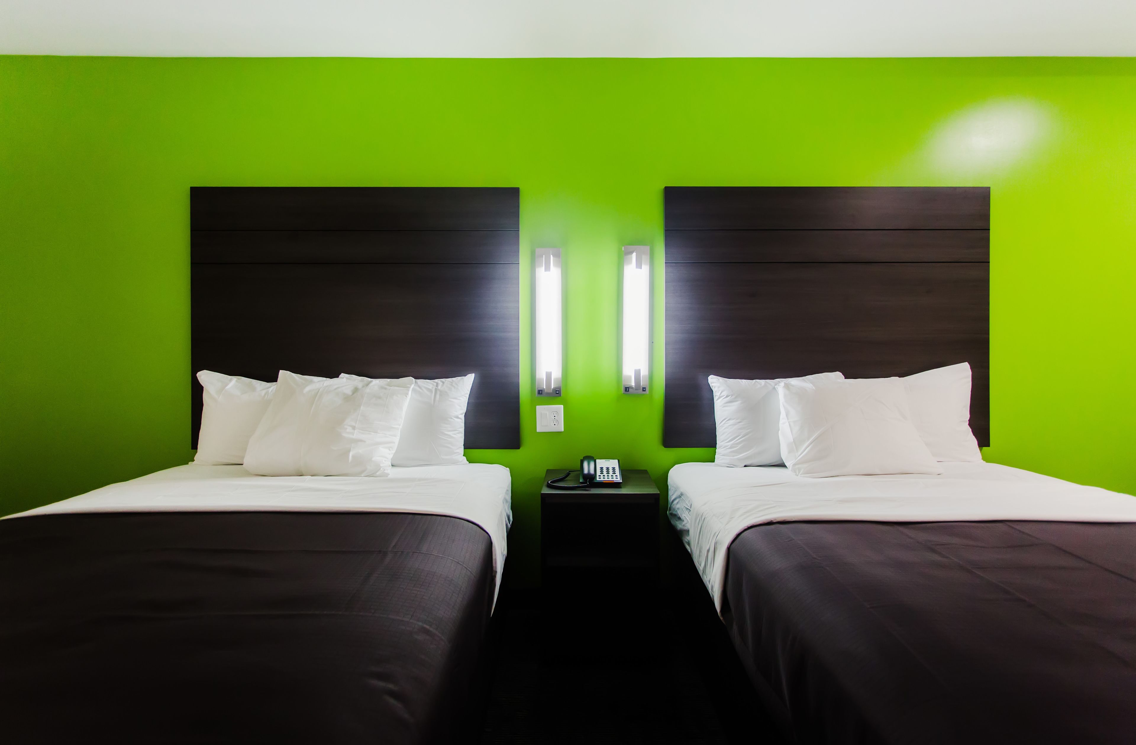 basic double room, 2 queen beds, accessible | desk, laptop workspace, blackout curtains, free cots/infant beds