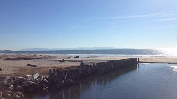 Beach nearby, sun loungers