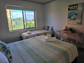 2 bedrooms, desk, iron/ironing board, travel cot