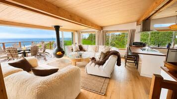 Smart TV, fireplace, stereo