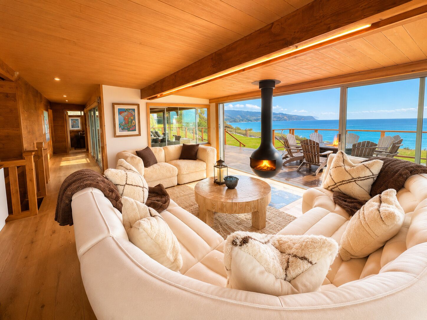 Smart TV, fireplace, stereo