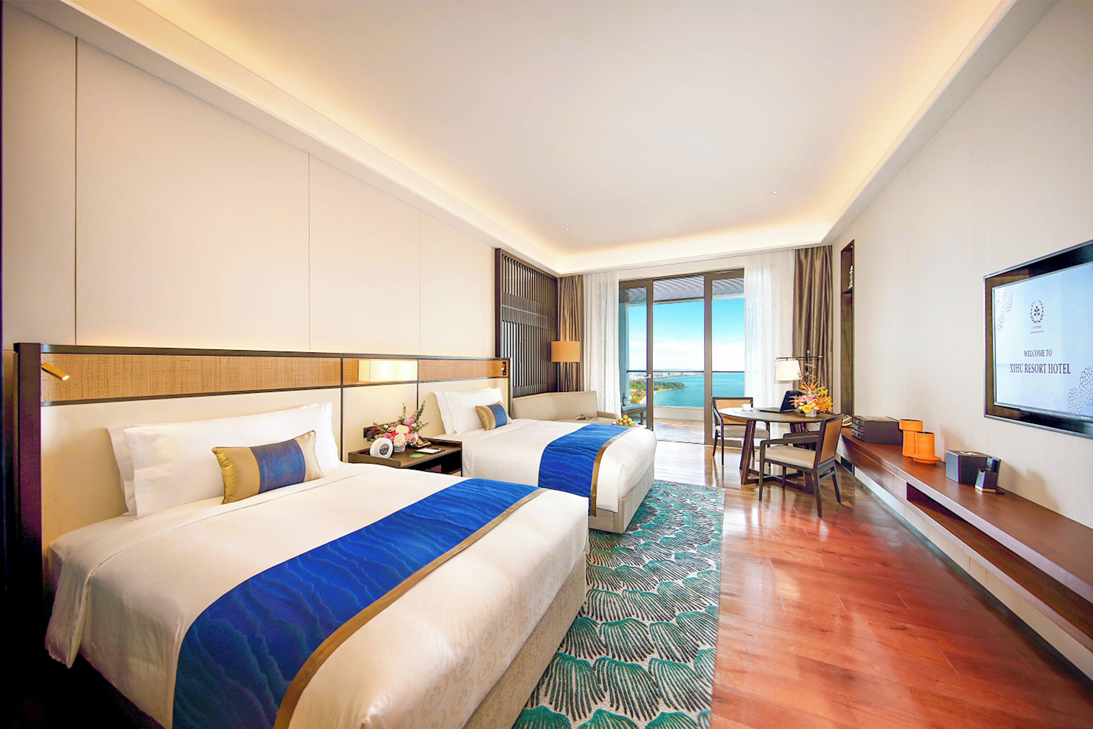 Chambre Standard avec lits jumeaux, balcon, vue mer | Minibar, coffres-forts dans les chambres, bureau, rideaux occultants