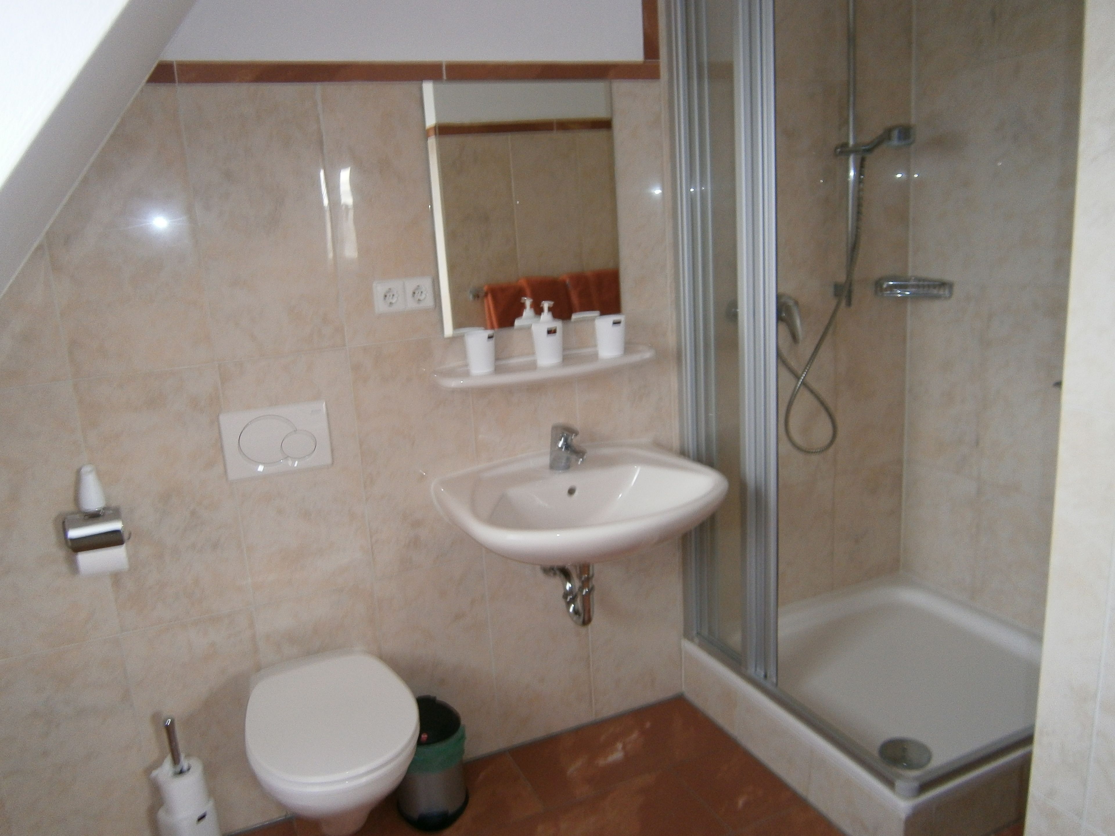 double room, non smoking, private bathroom | bathroom | rainfall showerhead, hair dryer, towels, soap