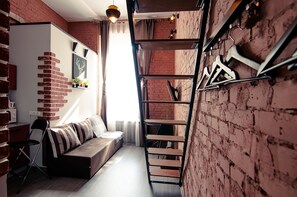 Design appartement, 1 slaapkamer (1) | 1 slaapkamer, luxe beddengoed, verduisterende gordijnen