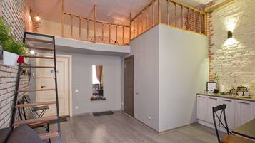 Grand-Apartment, 1 Schlafzimmer (5) | 1 Schlafzimmer, hochwertige Bettwaren, Verdunkelungsvorhänge