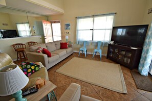 Flat-screen TV, DVD player