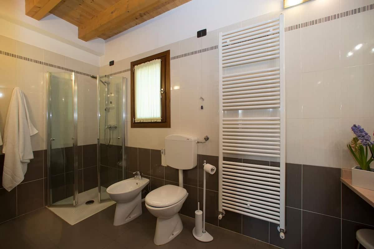 shower, free toiletries, hair dryer, slippers