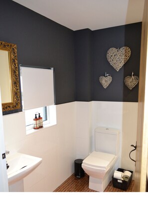 Combined shower/bathtub, hair dryer, towels, soap - Outstanding luxury beachfront holiday experience with hot tub (Pevensey Bay)