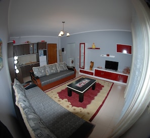 Apartment, 2 Bedrooms, Sea View | Living area