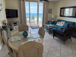 TV, DVD player, books, video library