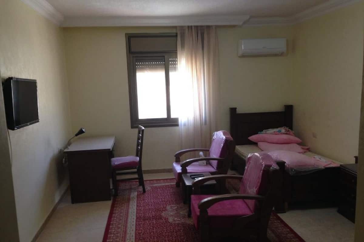 Desk, blackout curtains, iron/ironing board (on request), free WiFi
