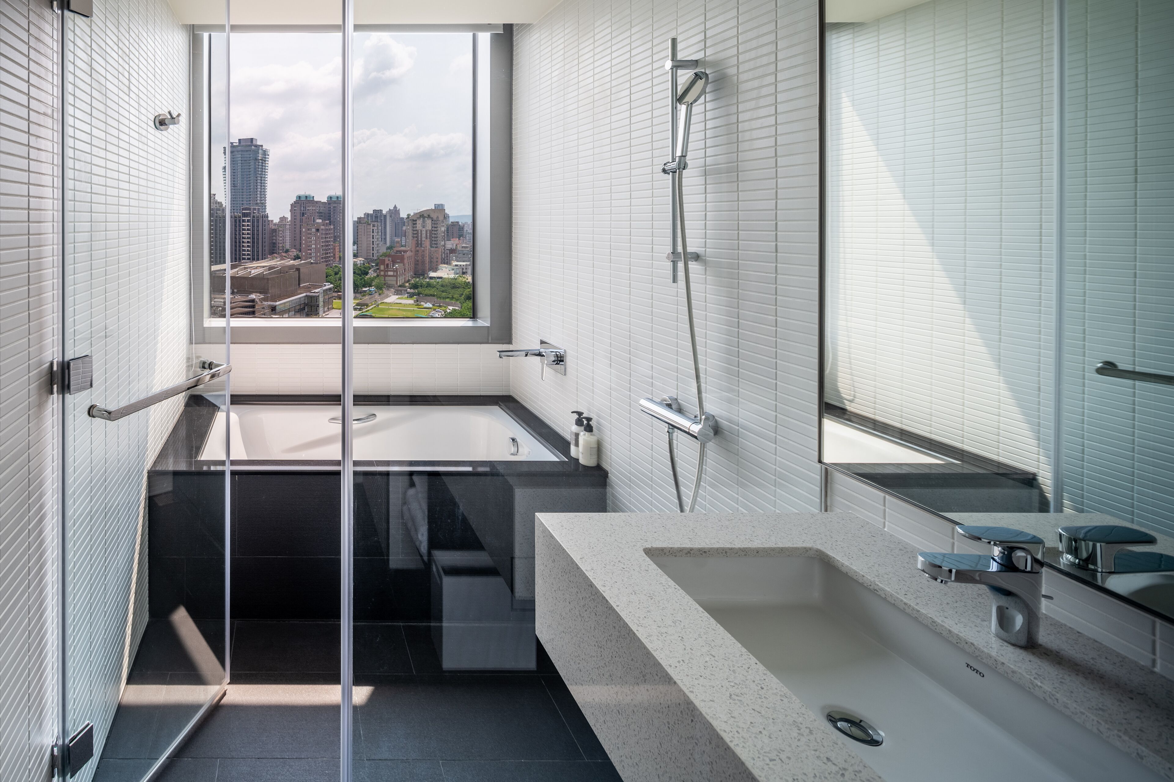 superior room | bathroom | hair dryer, slippers, towels, soap