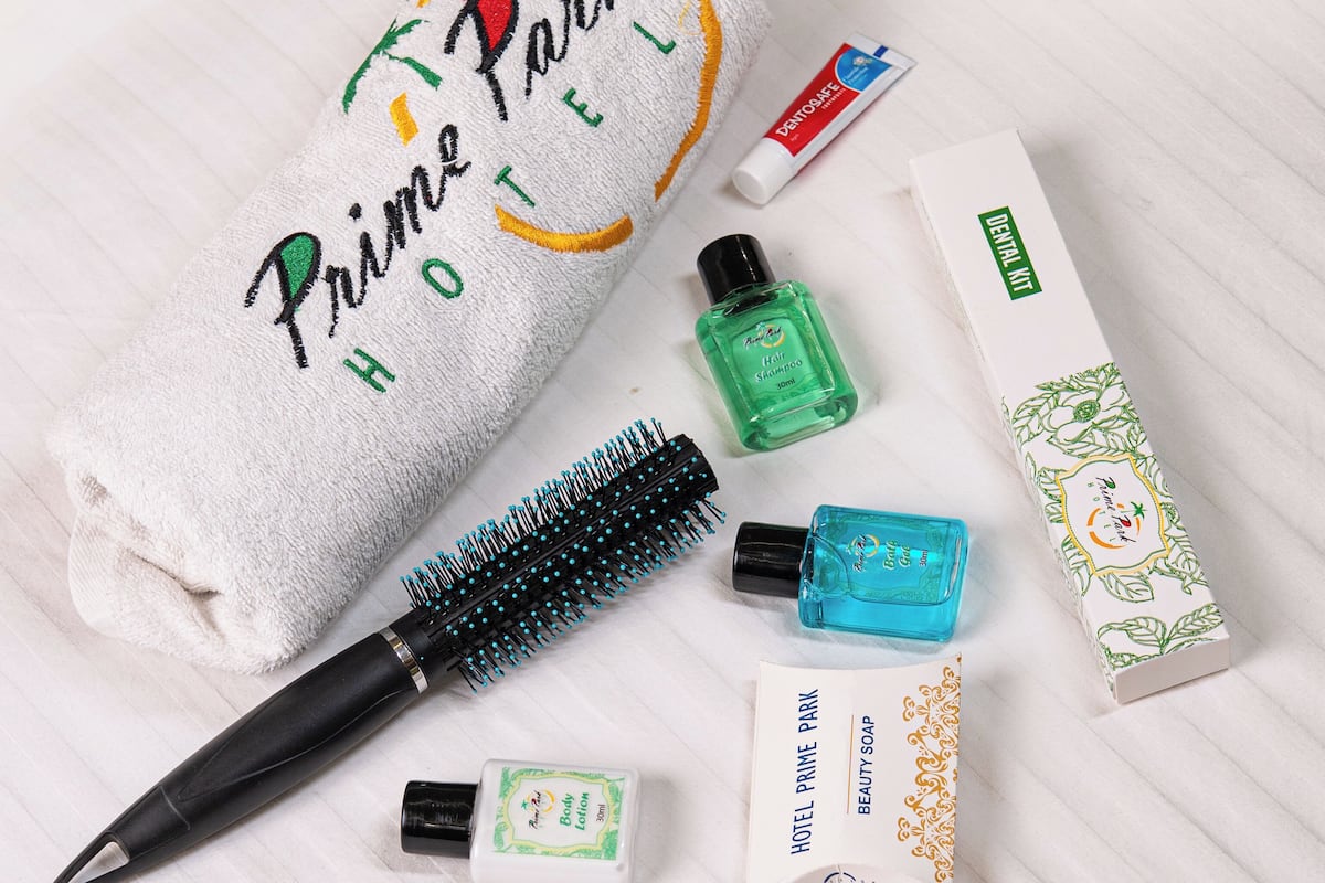 Free toiletries, towels, soap, shampoo