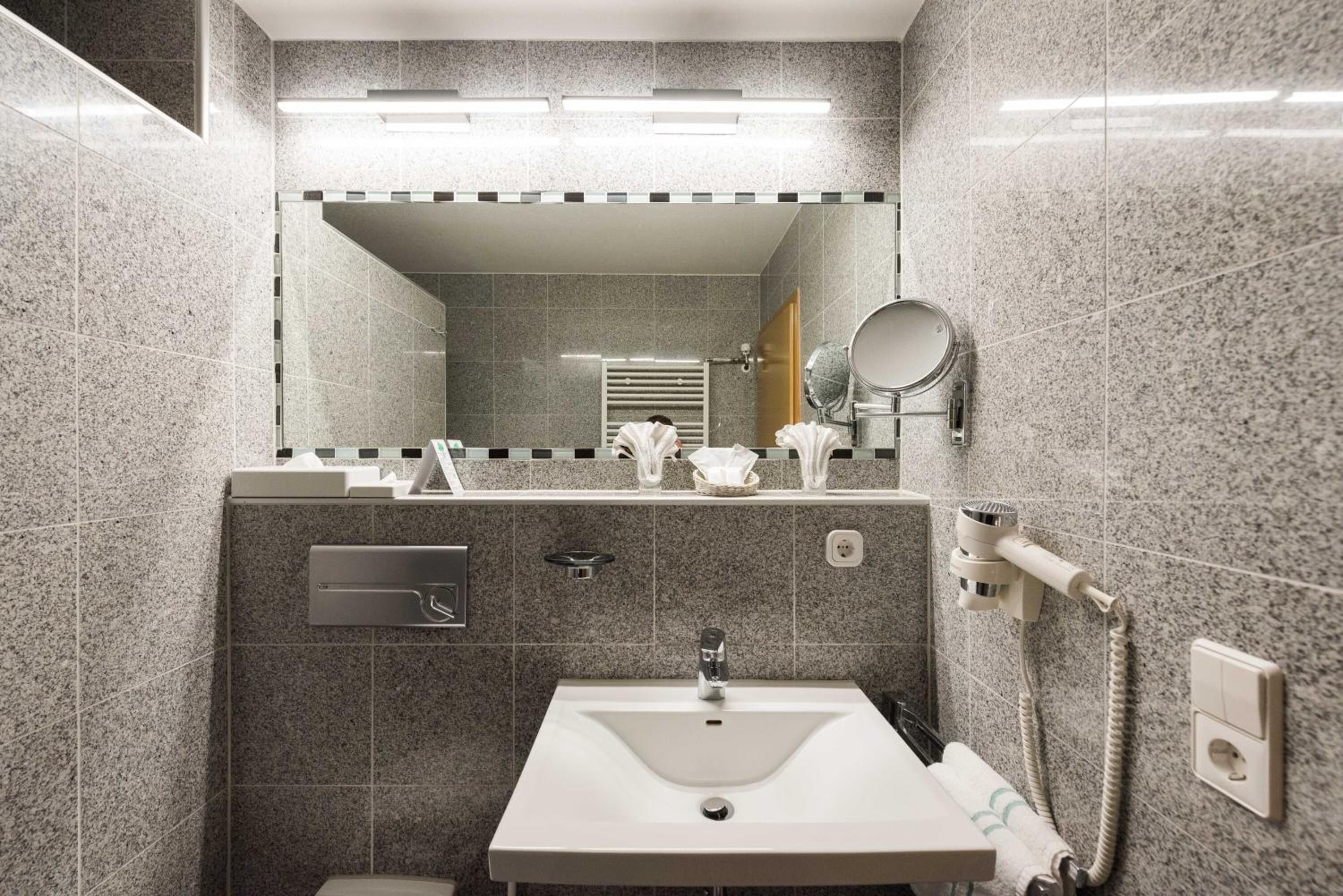 free toiletries, hair dryer, towels