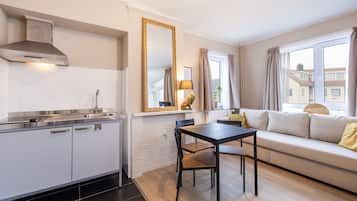 Superior Studio, Balcony | Private kitchen | Fridge, stovetop, coffee/tea maker, electric kettle