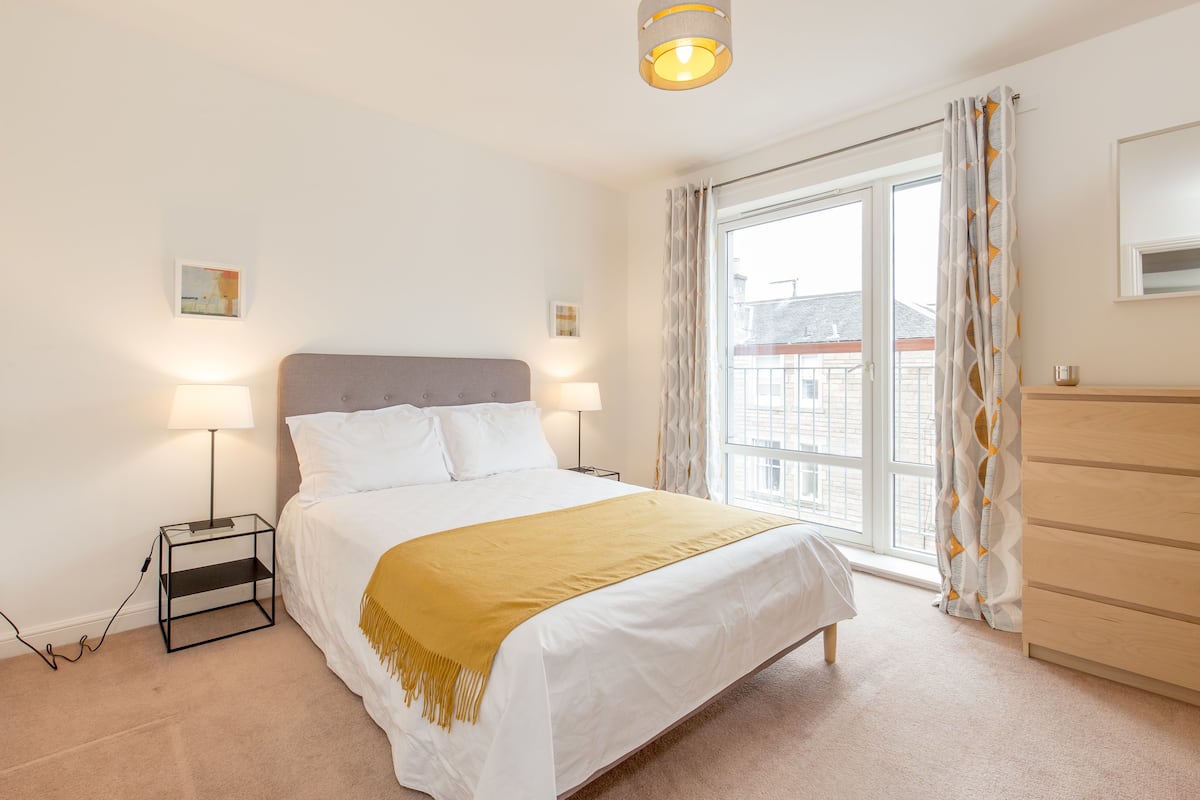 1 bedroom, blackout curtains, iron/ironing board, bed sheets