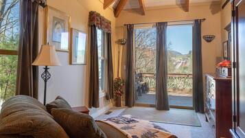 Smart TV, fireplace, DVD player, foosball