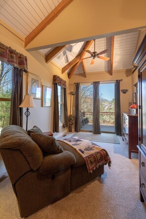 Smart TV, fireplace, DVD player, foosball