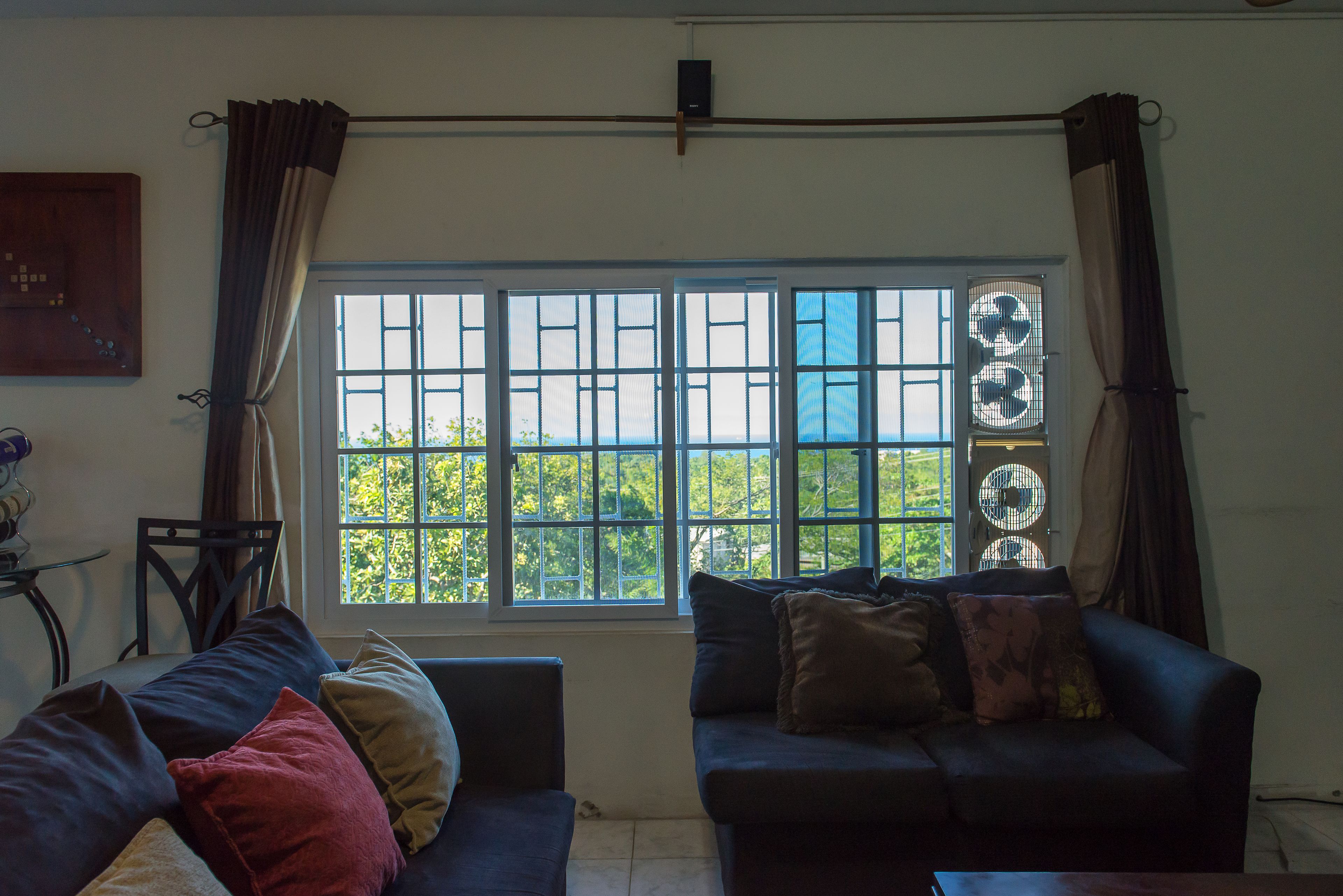 Flat-screen TV, iPod dock