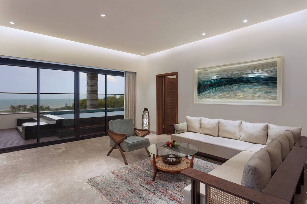 ห้องเพรสซิเดนเชียลดับเบิล, 1 ห้องนอน, วิวอ่าว (Private Pool) | ห้องนั่งเล่น | ทีวีจอแบน 49 นิ้ว พร้อมช่องเคเบิล, ทีวี, โต๊ะปิงปอง