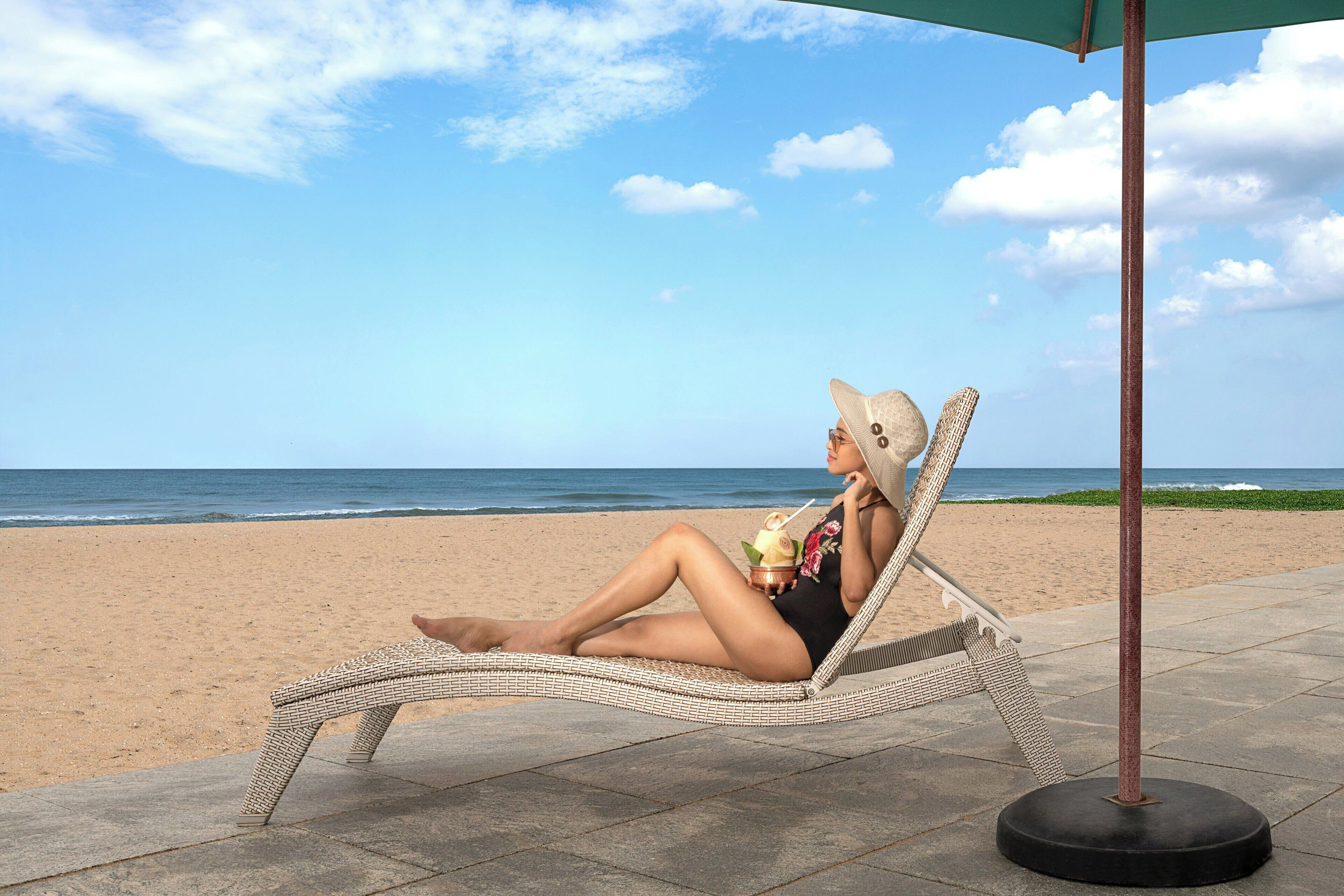 On the beach, free beach cabanas, sun-loungers, beach umbrellas