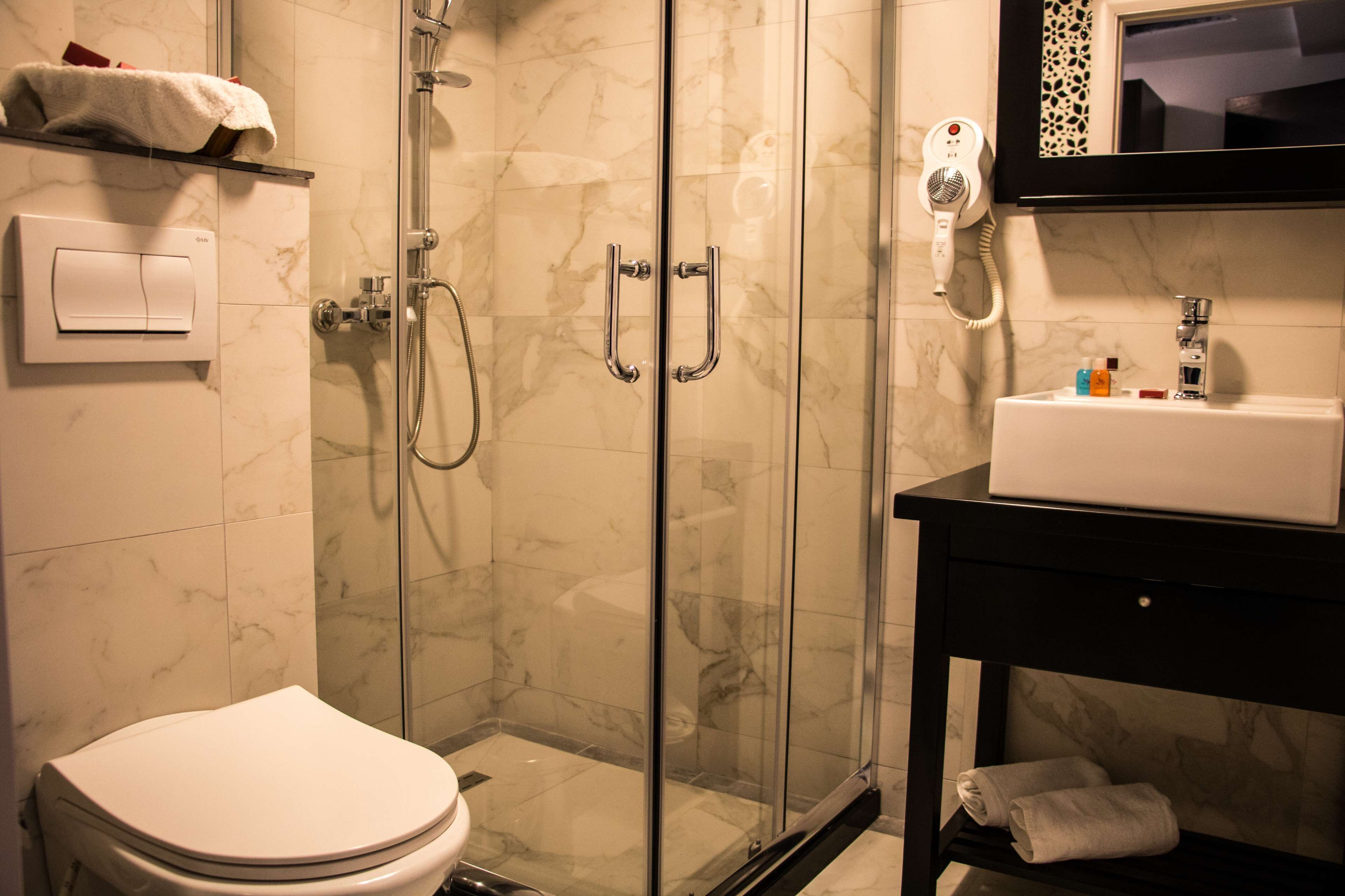 free toiletries, hair dryer, bathrobes, slippers