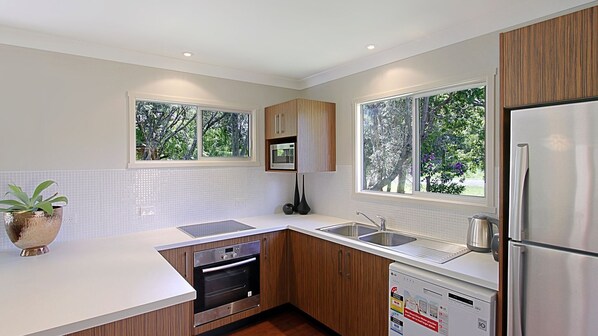 Fridge, microwave, dishwasher, toaster