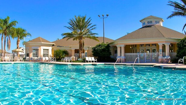 A swimming pool with lounge chairs and palm trees. - Family friendly, 10 mins to Disney, WIFI, Resort style amenities, Backyard pool (Kissimmee)