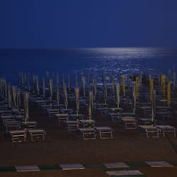 Private beach, sun-loungers, beach umbrellas